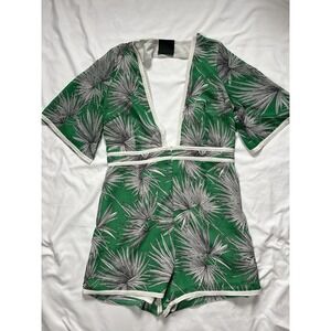 Women's Nightwalker Green Floral Jumpsuit Romper Size Medium